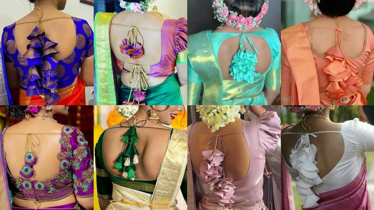 Beautiful Partywear Pattu Saree Blouse Designs With Tassels / Blouse ...