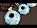 polymer clay earrings and pendant tutorial FIMO mokume gane technique with ink pad DIY jewelry