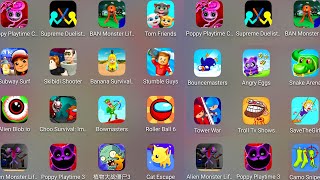 Bowmasters,Plants Vs Zombies 4,Camo Sniper,Subway Surf,Poppy Playtime 3,Alien Blob io,Bouncemasters