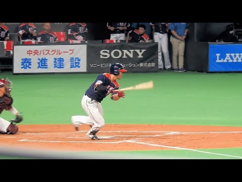 ＜2017.7.20楽天戦3回裏1アウトランナーなし＞センターへのヒットを放った西川遥輝