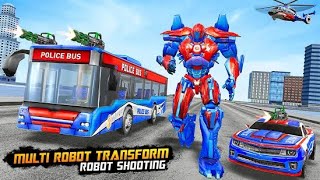 robot biến hình xe cảnh sát bắn súng/Bus Robot Transform Battle #2/game wfk screenshot 2