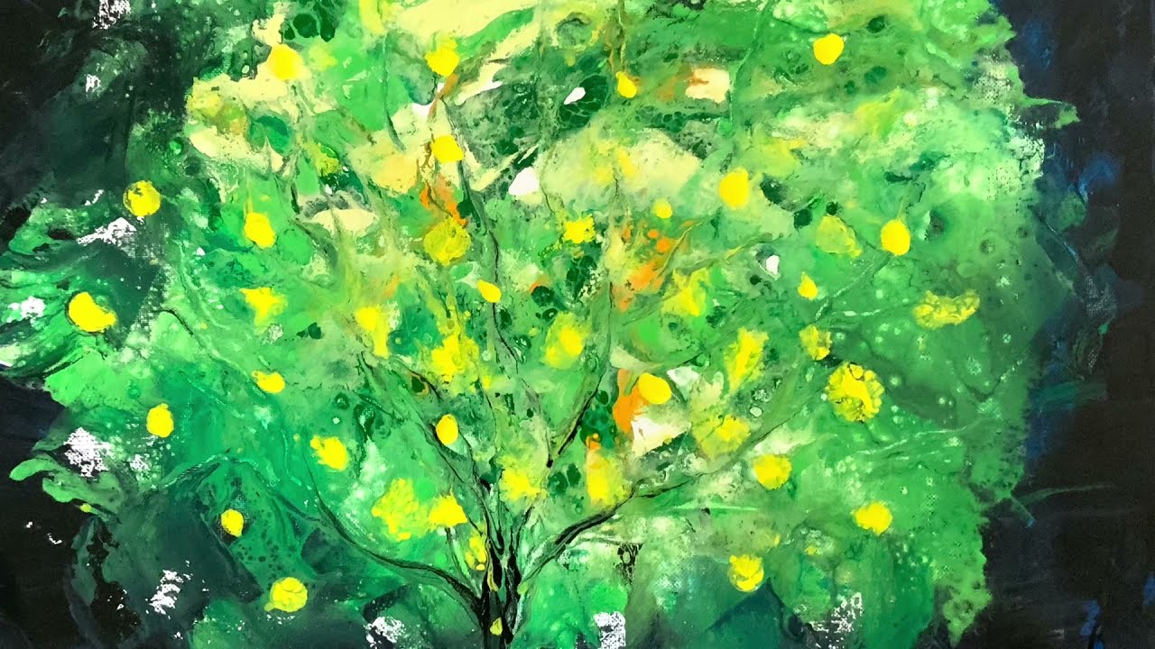 How to paint a lemon tree for fun and art therapy. Easy step by step tutorial for beginner artists.