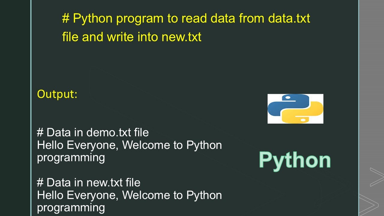 # Python program to read data from data.txt file and write into new.txt