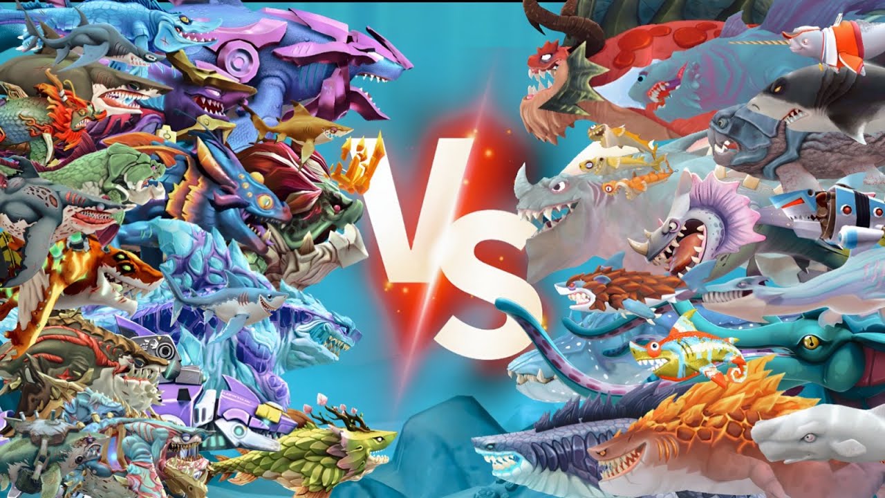 HUNGRY SHARK WORLD VS HUNGRY SHARK EVOLUTION ALL 76 SHARKS