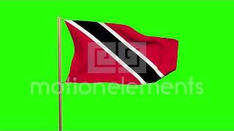 Trinidad And Tobago Flag Waving In The Wind. Green Screen, Alpha Matte. Loopable Stock Animation