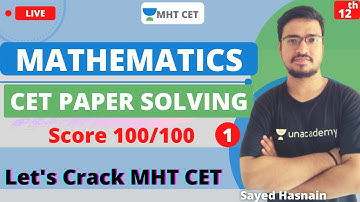CET Paper Solving | 12th Mathematics | Sayed Sir | Crack MHT CET