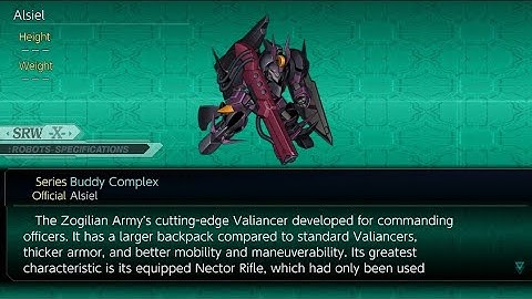 Ally Alsiel All Attacks (Buddy Complex), Super Robot Wars X.