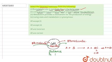 Select the incorrect statement from the following :(i) Biomolecules are in metabolic flux in the...