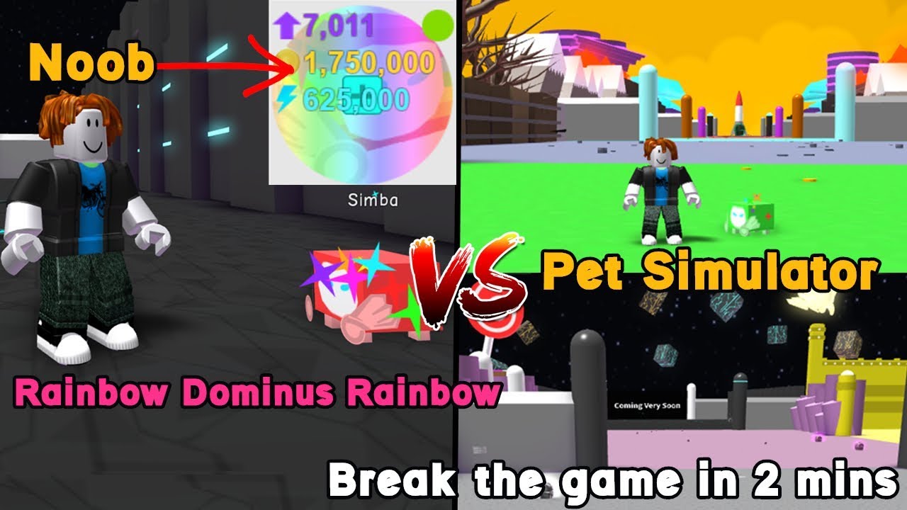 Noob With Rainbow Dominus Rainbow Vs Pet Simulator Noob Broke The - noob with rainbow dominus rainbow vs pet simulator noob broke the game in 2 mins pet simulator