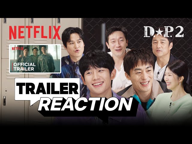 D.P. 2 cast reacts to their trailer with spoilers [ENG SUB] class=