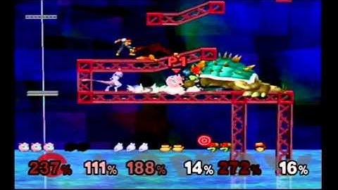 Super Smash Bros Melee Debug Menu Fun - 6-Players on Target Test Mario