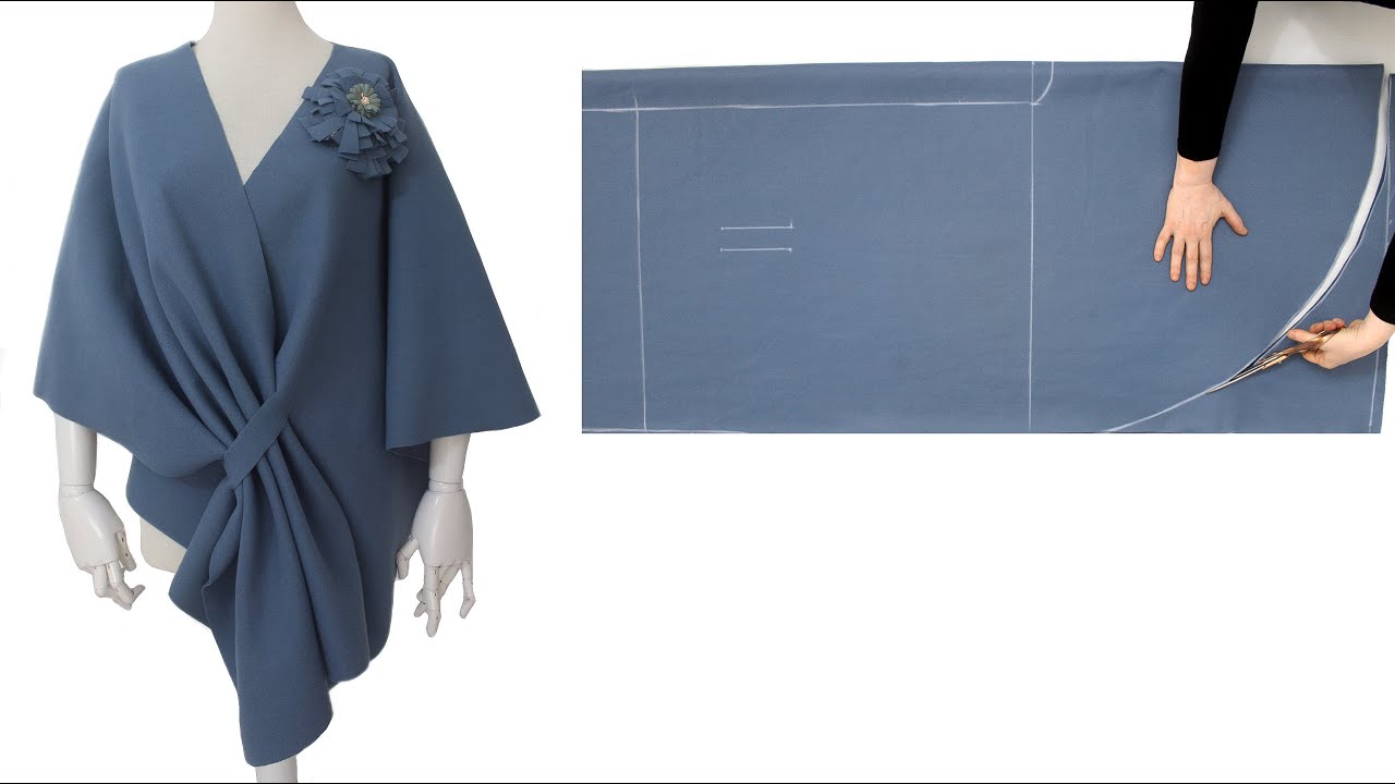 НЕ ШИТЬ! Каждый может скроить легкое шикарное пальто-накидку своими руками за 10 минут.