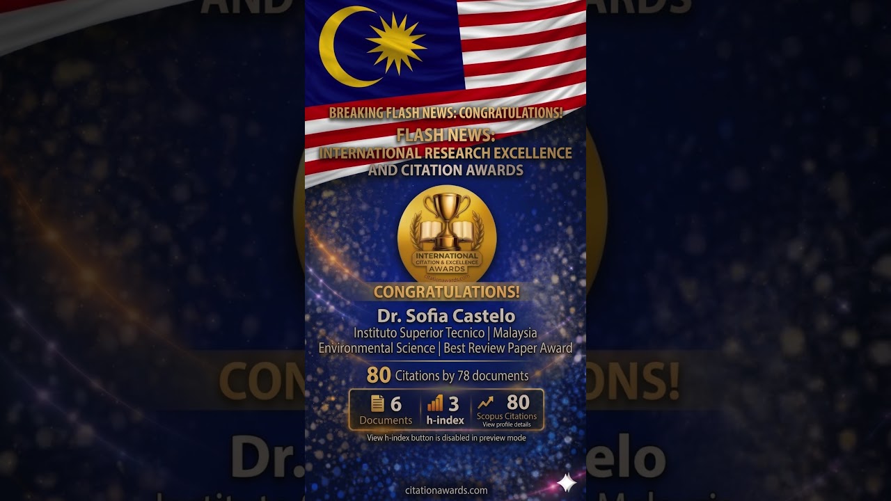 Dr. Sofia Castelo | Best Review Paper Award Instituto Superior Tecnico | Malaysia