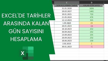 Excel Kalan Gün Sayısını Hesaplama