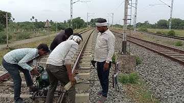 Polarity Bond Hole drilling and Chambering #INDIAN OHE RAILWAY#🚉