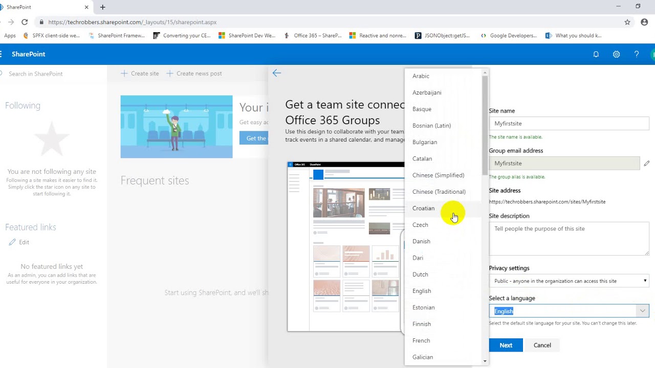 Create a site collection in modern SharePoint - YouTube