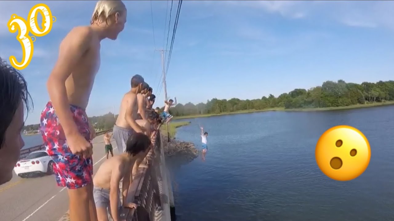 30 KIDS JUMP OFF BRIDGE (INSANE) Must Watch - YouTube