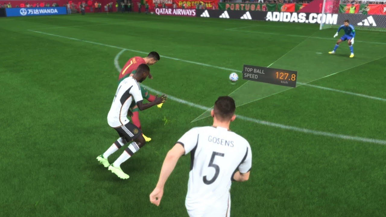 World cup 22 Cristiano Ronaldo power shot goal from range FIFA 23