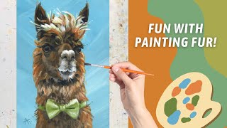 CUTE Alpaca / Llama ACRYLIC Painting! Using A LIMITED Color Palette! By: Annie Troe