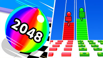 Ball Run 2048 🆚 Bridge Race🌻🧿🌺🌈Max Levels Walkthrough Android IOS Update Gameplay AF12