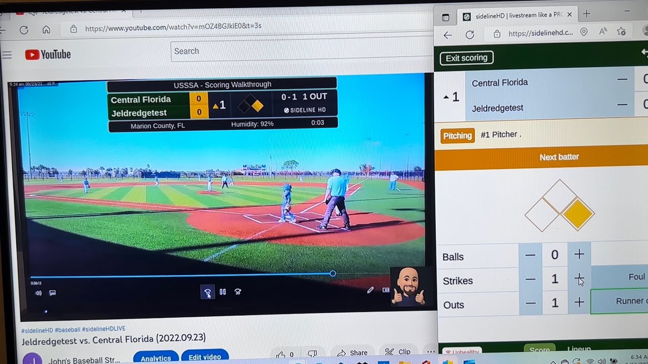 Setup, stream and score baseball game using SidelineHD & SidelineScore