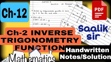 Inverse Trigonometric Function Handwritten notes pdf |class 12th maths |Chapter-2| Unit-1 by saalik
