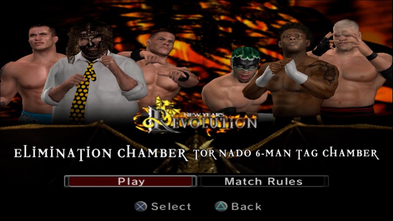 WWE SmackDown! vs. Raw 2006 - Mankind,RandyOrton,JohnCena VS OrlandoJordan,TheHurricane,Kane