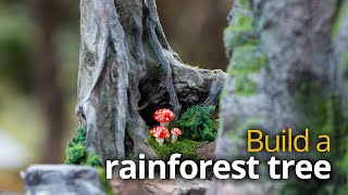 Model a rain forest tree for a mossy jungle diorama in 1:48 scale
