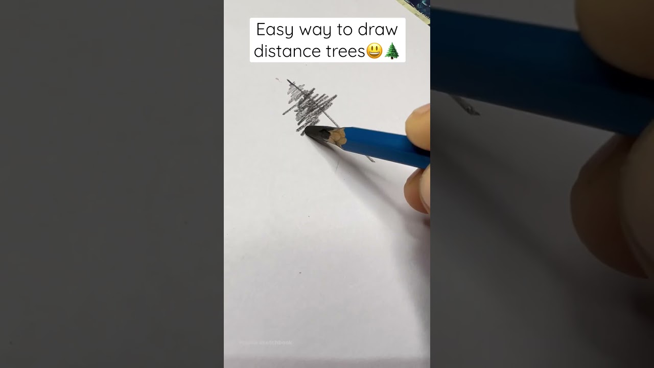 Easy way to draw 😃trees in distance🌲 