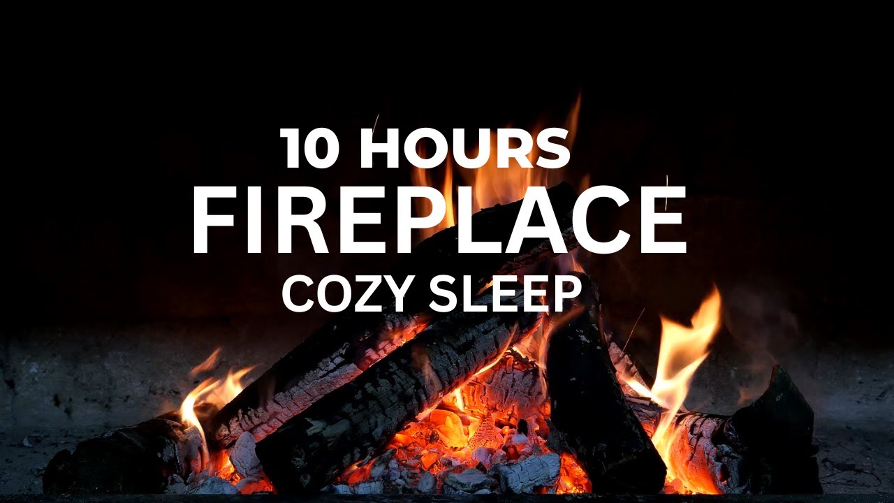 Fireplace Night Ambience | Slow Burning Fire Sounds | Deep Relaxation | Black Screen | 10 Hours