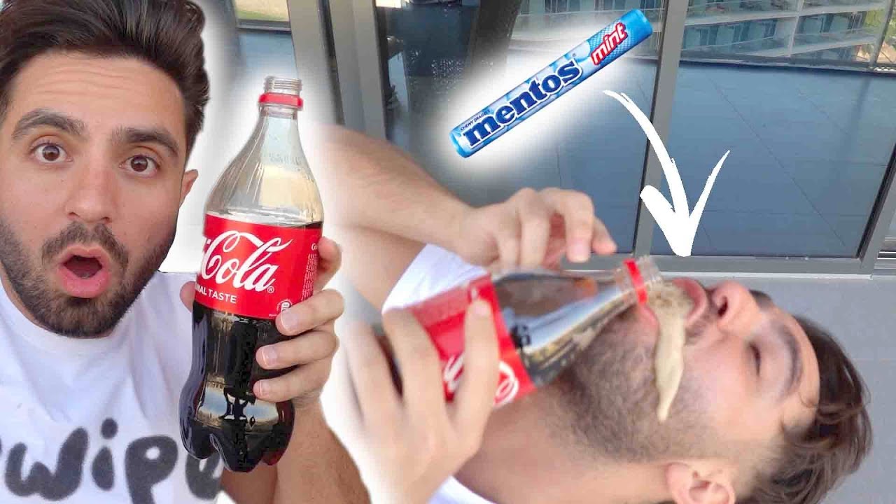 تجربة البيبسي مع المنتوس في الفم !! ?⚠️