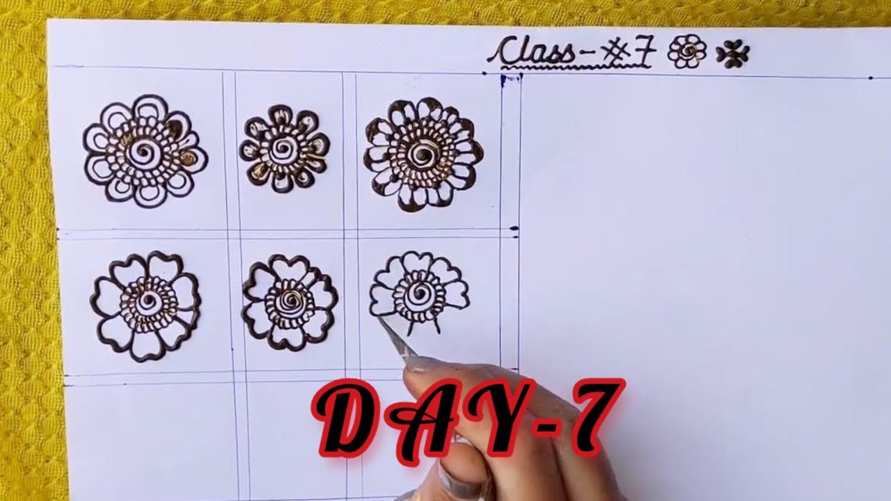 Step by step flower in mehendi tutorial/Types of basic flowers and how ...
