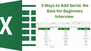 3 Ways to Add Serial Number in Excel || Best for Beginners || Best for Interview || Easy to learn