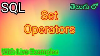 Types of set operators and its uses in realtime 👩‍💻👆 || Priya || 2021