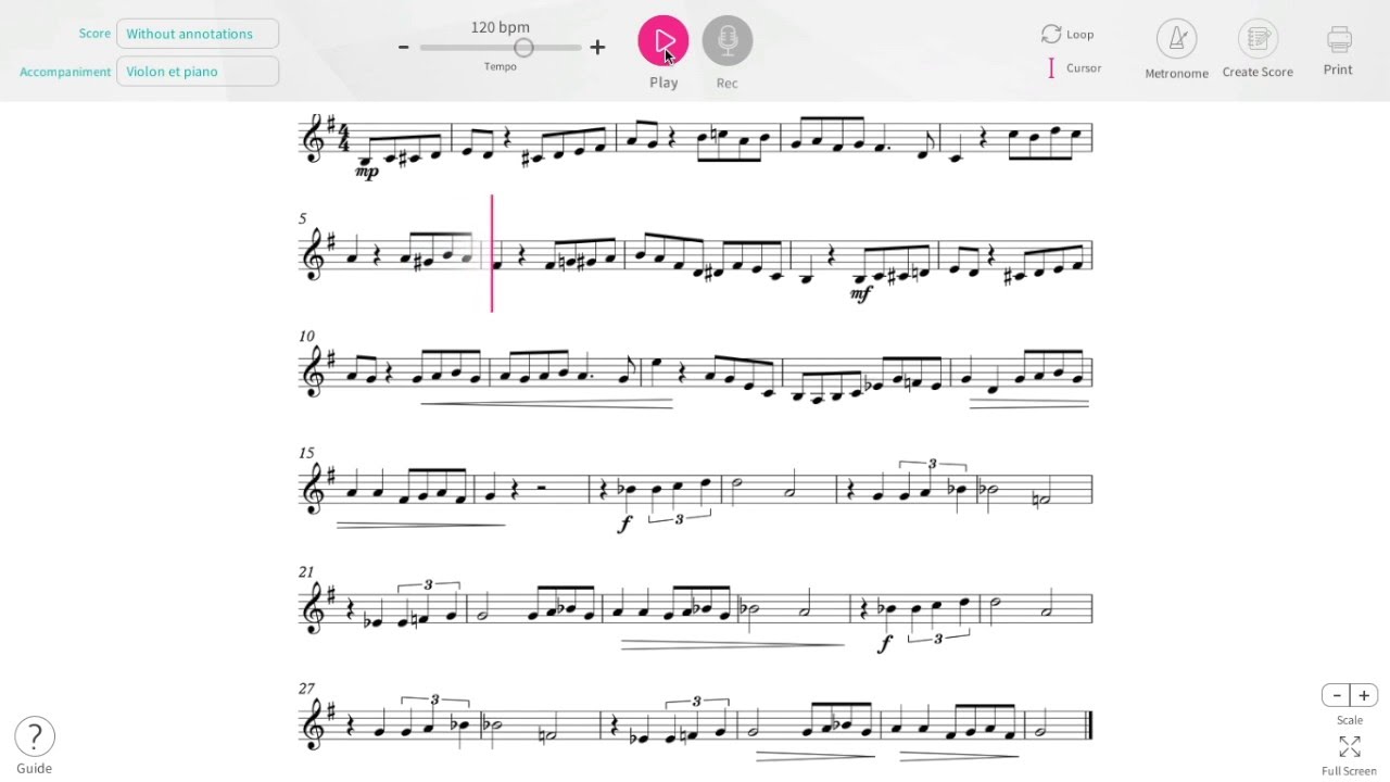 Accompaniment functionality - Tomplay interactive sheet music