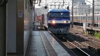 とうとう撮影に成功❗😆岡山機関区所属EF210初の新塗装車EF210 14号機が東京タ幡生操行1071レ担当で名古屋通過❗後ろの運転手さんからのサービス警笛付❗