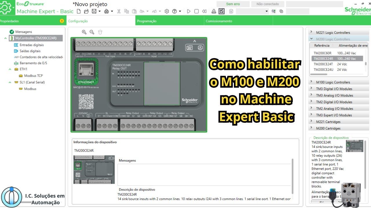 Vídeo 344 Como habilitar o M100 e M200 no Machine Expert Basic - YouTube