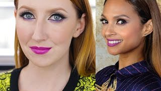 Alesha Dixon Inspired Dramatic Liner And Bright Purple Lip Makeup