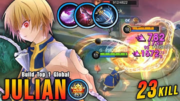 23 Kills No Death!! Midlane Julian is Deadly (ONE SHOT DELETE) - Build Top 1 Global Julian ~ MLBB