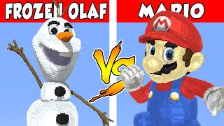FROZEN OLAF vs MARIO – PvZ vs Minecraft vs Smash