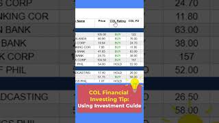 COL Financial for Beginners - Using Investment Guide