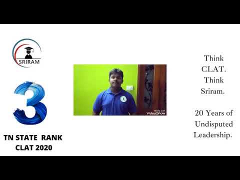 CLAT 2020 TN STATE RANK 3 (AIR 90) - J. Balamugunth - Sriram Success Stories