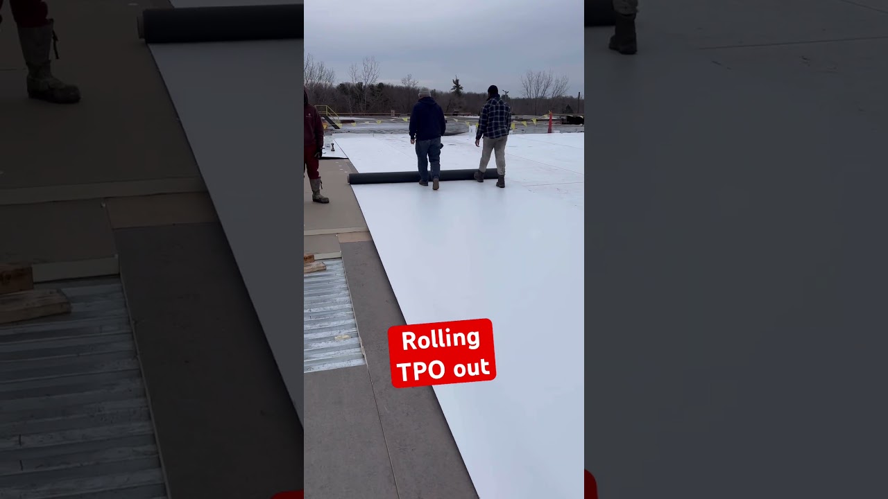 Rolling TPO out on this flat roof. 16000 sq ft 