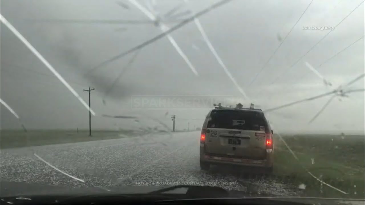 Hail Smashes Into Storm Chasers Vehicle - Canyon, Texas - April 24rd ...