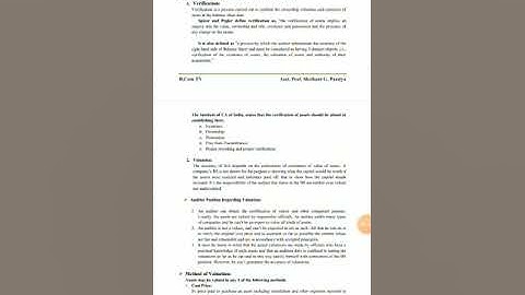 Vouching of Bank A/C, Payment side of Cash book and verification of Assets