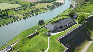 Givet Aerial Footage Of The Glorious Fort Of Charlemont And The River Meuse