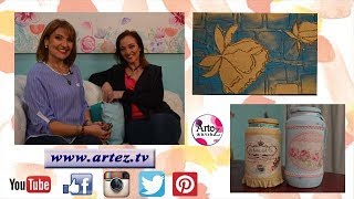 ArteZ TV program 22 #Glass #Mixed media #Decoupage #Dimensional #Shellac #Glitter #Acrylic