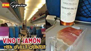 Wine And Spanish Ham At The Train From Sevilla To Granada - Spanish Food - Spanish Wine - Spain