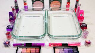 ASMR Make Up Slime Mixing! Pink vs. Purple! Slime Coloring!