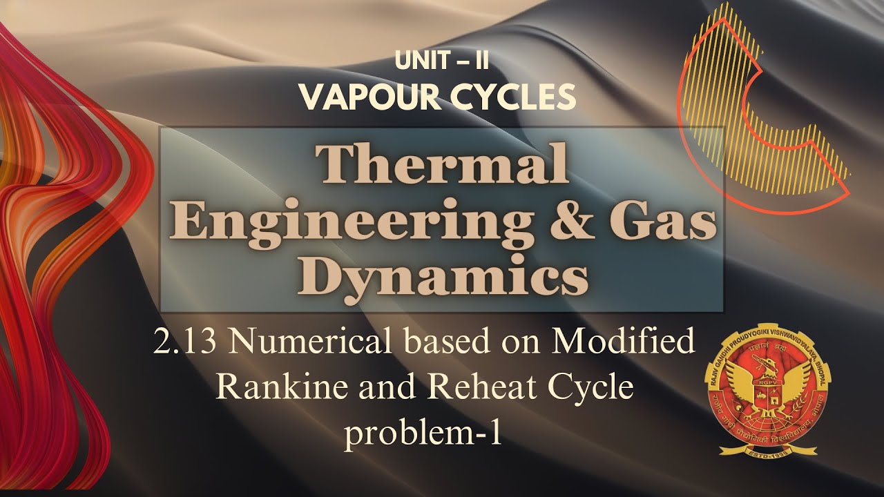 2.13 Problem 1 based on Modified Rankine and Reheat Cycle | ME601 |